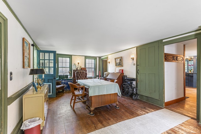 27 Tobey Hill Rd, North Canaan, CT 06018 - dining area with hardwood / wood-style floors and crown molding