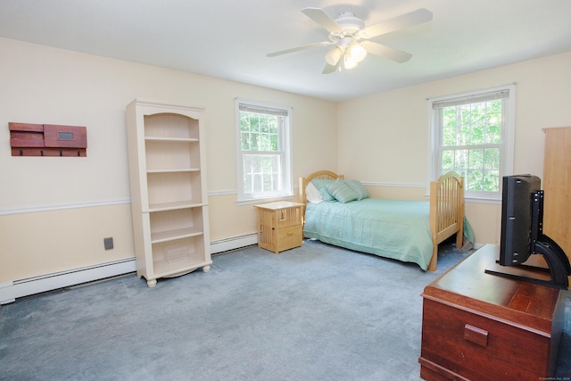 12 Northwoods Rd, Granby, CT 06060 - carpeted bedroom featuring a baseboard radiator and a ceiling fan