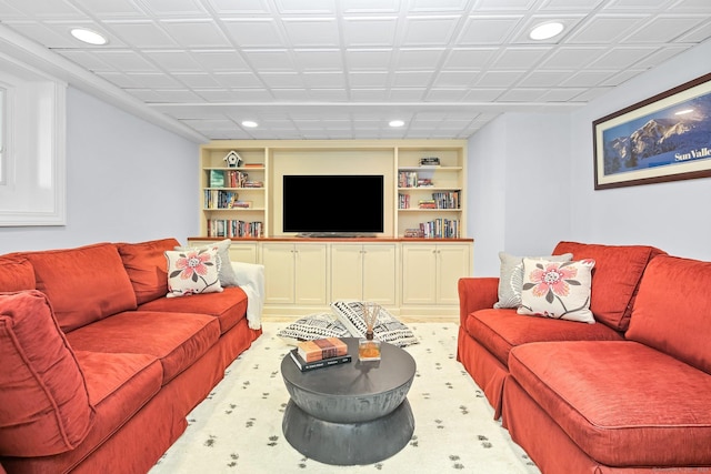 151 Woodridge Dr, New Canaan, CT 06840 - living room with recessed lighting and built in shelves