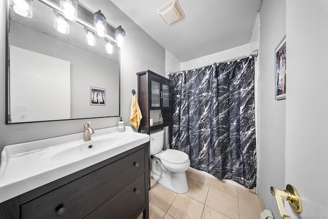 3 Celentano Dr, Naugatuck, CT 06770 - bathroom with vanity, toilet, tile patterned floors, and curtained shower
