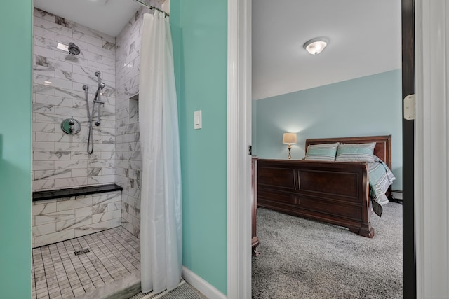 233 Church St, Hebron, CT 06231 - bathroom with a shower stall, baseboards, and a baseboard radiator