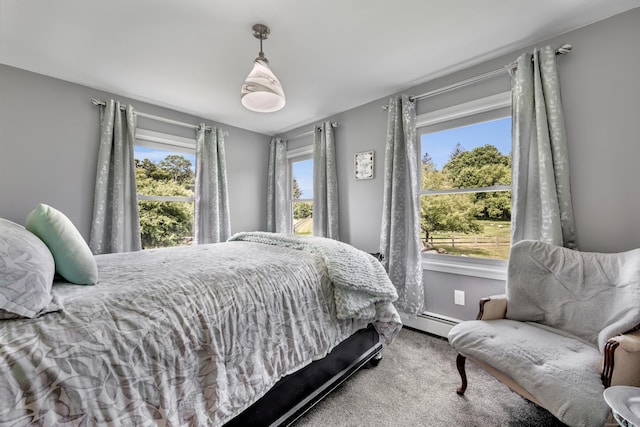 233 Church St, Hebron, CT 06231 - carpeted bedroom featuring multiple windows, a baseboard radiator, and baseboards