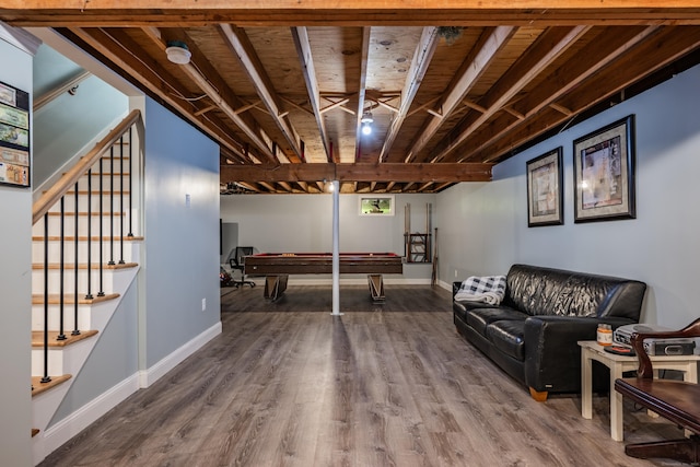 233 Church St, Hebron, CT 06231 - playroom with wood finished floors, baseboards, and pool table
