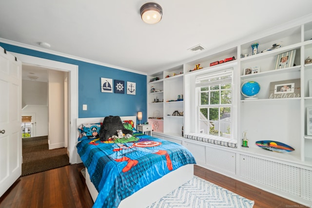 407 Meadowbrook Rd, Fairfield, CT 06824 - bedroom with dark wood-style floors, multiple windows, and ornamental molding