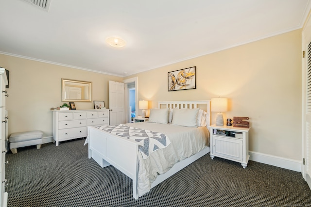 407 Meadowbrook Rd, Fairfield, CT 06824 - bedroom featuring dark carpet, ornamental molding, and baseboards