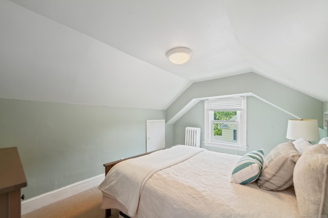 407 Meadowbrook Rd, Fairfield, CT 06824 - bedroom with radiator, vaulted ceiling, and baseboards