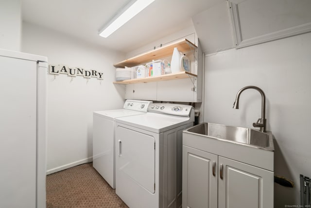 407 Meadowbrook Rd, Fairfield, CT 06824 - washroom with cabinet space, washing machine and dryer, and light colored carpet