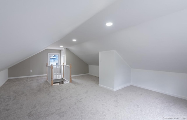 Pine St, Meriden, CT 06450 - additional living space with carpet floors, lofted ceiling, recessed lighting, and baseboards