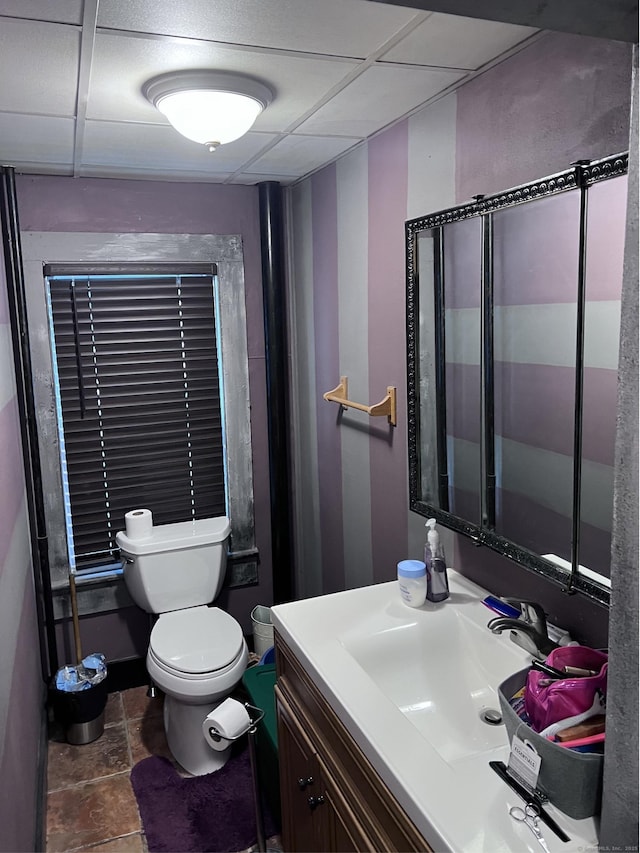 Pine St, Meriden, CT 06450 - bathroom featuring vanity, toilet, and a drop ceiling
