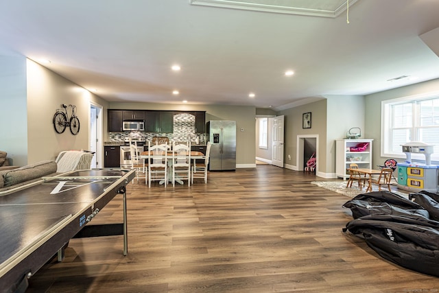 112 John Hand Dr, Coventry, CT 06238 - game room with healthy amount of natural light, recessed lighting, dark wood-type flooring, and baseboards