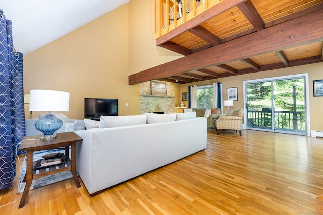 20 Roundhill Rd, Granby, CT 06035 - living area featuring light wood-style flooring and a stone fireplace