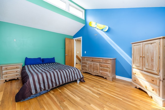 20 Roundhill Rd, Granby, CT 06035 - bedroom featuring light wood-style flooring, high vaulted ceiling, and baseboards