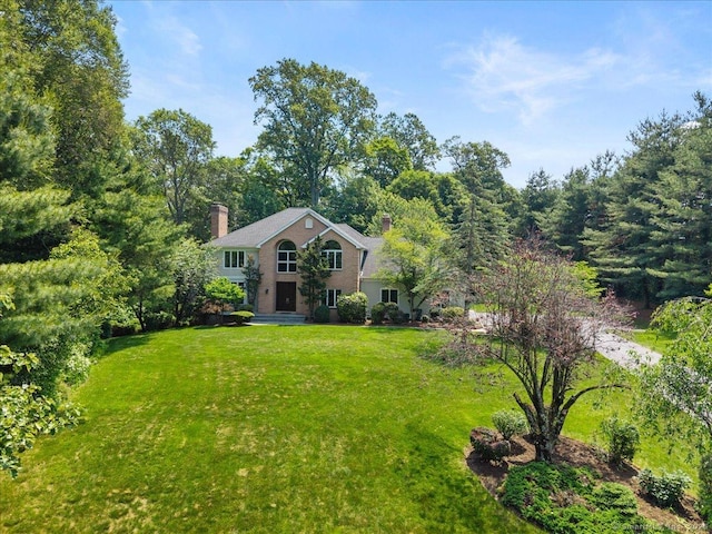 1 Mountaincrest Dr, Cheshire, CT 06410 - view of front of property with a chimney and a front yard