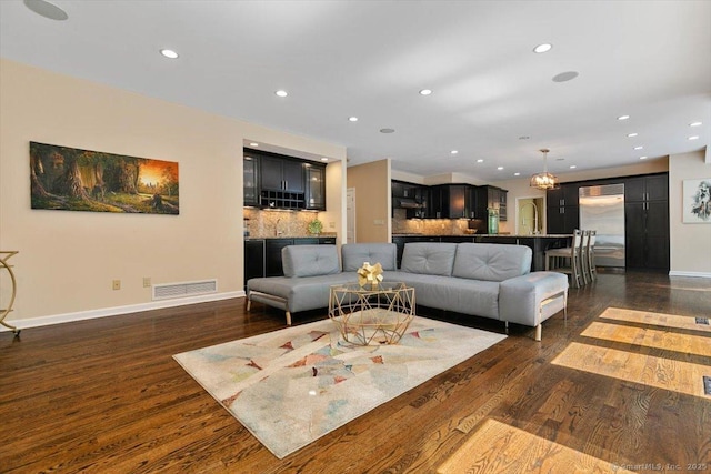 1 Mountaincrest Dr, Cheshire, CT 06410 - living area featuring dark wood-style floors, recessed lighting, and baseboards