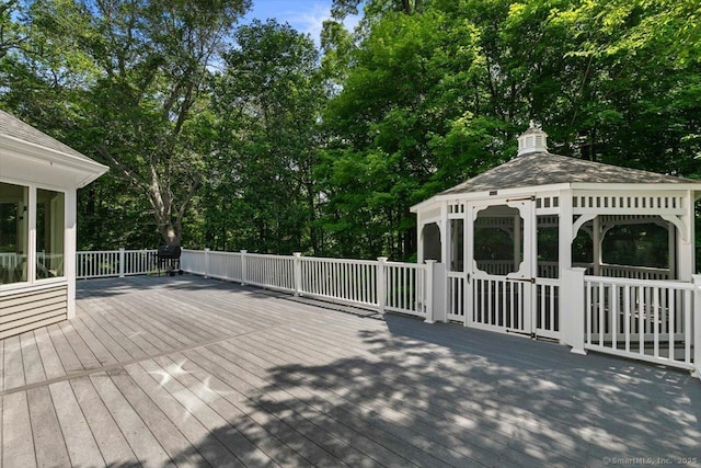 1 Mountaincrest Dr, Cheshire, CT 06410 - deck featuring a gazebo and view of scattered trees