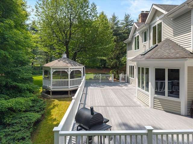 1 Mountaincrest Dr, Cheshire, CT 06410 - wooden terrace featuring a gazebo
