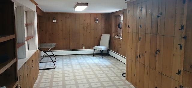33 Bristol Dr, Canton, CT 06019 - empty room featuring light floors, a baseboard radiator, and wood walls