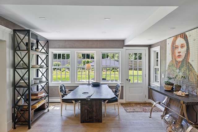 6 Over Rock Ln, Westport, CT 06880 - office area with healthy amount of natural light, wood finished floors, and a baseboard heating unit