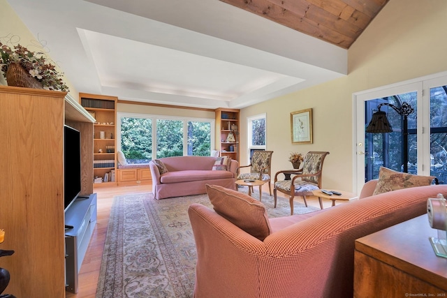 76 Farview Farm Rd, Redding, CT 06896 - living room featuring wood finished floors and a raised ceiling
