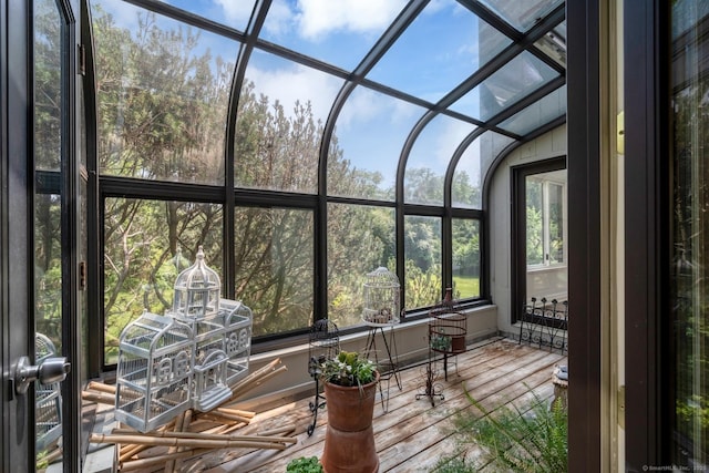 76 Farview Farm Rd, Redding, CT 06896 - sunroom / solarium featuring wood-type flooring and vaulted ceiling