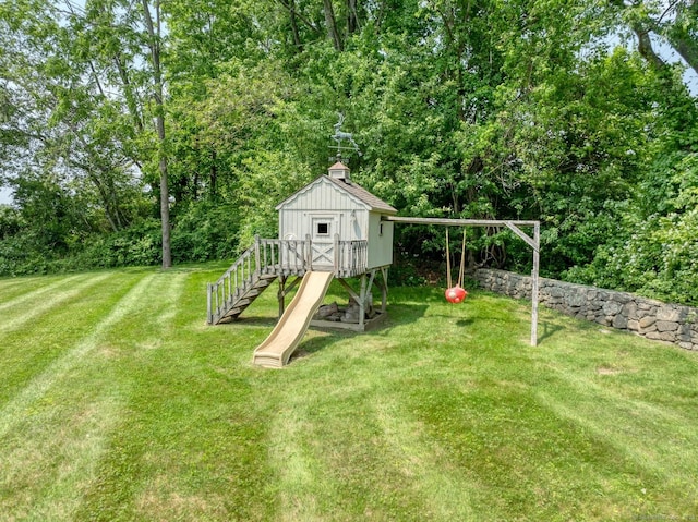76 Farview Farm Rd, Redding, CT 06896 - view of green lawn featuring a playground