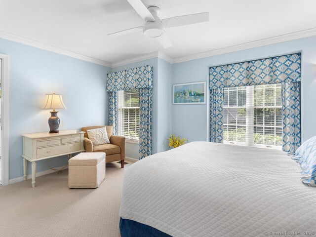 152 Hollyberry Rd, Bristol, CT 06010 - bedroom featuring ornamental molding, carpet flooring, and ceiling fan