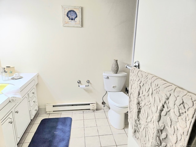 7 Bayberry Ct Unit 7, Cromwell, CT 06416 - bathroom with baseboard heating, toilet, tile patterned floors, and vanity