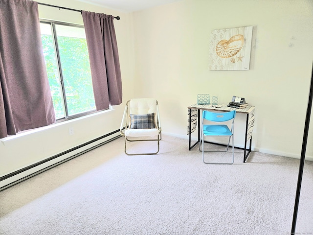 7 Bayberry Ct Unit 7, Cromwell, CT 06416 - living area with a baseboard radiator, carpet flooring, plenty of natural light, and baseboards