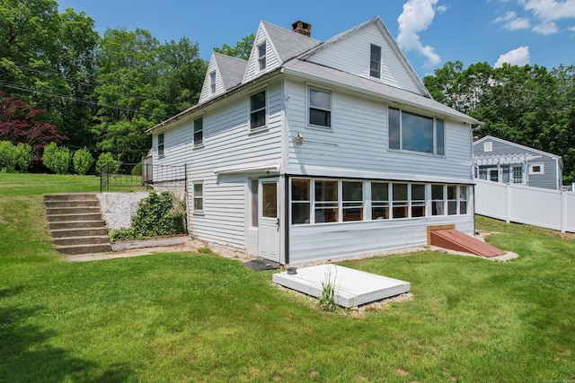 46 Bellamy Ln, Bethlehem, CT 06751 - back of house with a chimney and stairway