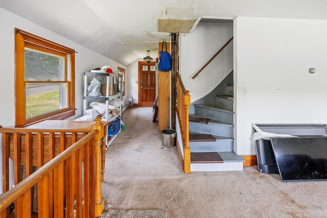 46 Bellamy Ln, Bethlehem, CT 06751 - stairs with carpet floors and lofted ceiling