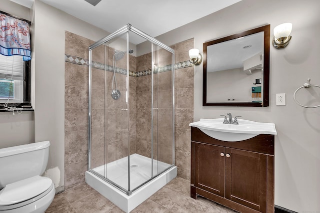 25 Meadow Dr, Ledyard, CT 06335 - full bath with toilet, vanity, a stall shower, and tile patterned floors