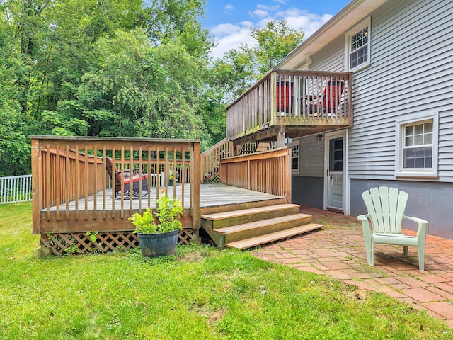 25 Meadow Dr, Ledyard, CT 06335 - wooden terrace with a lawn