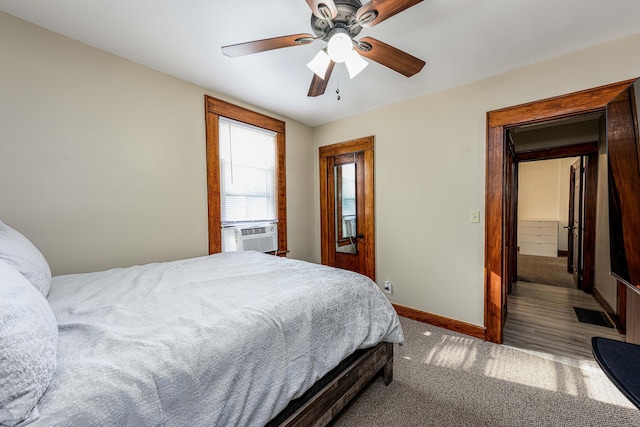 98 Gorham Ave, Hamden, CT 06514 - bedroom featuring carpet, baseboards, cooling unit, and ceiling fan