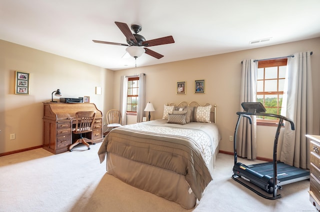 55 Mill Plain Rd Unit 6-3, Danbury, CT 06811 - bedroom featuring light carpet, a ceiling fan, baseboards, and an office area