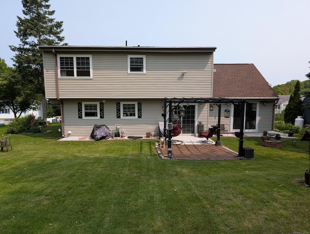 101 Chipper Rd, Waterbury, CT 06704 - back of house featuring a pergola, a patio, a yard, and a fire pit