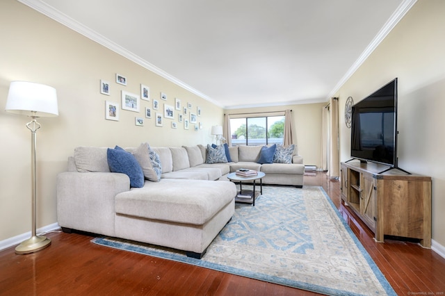 910 Hope St Unit 10B, Stamford, CT 06907 - living room with crown molding, hardwood / wood-style floors, and baseboards