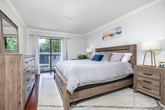 910 Hope St Unit 10B, Stamford, CT 06907 - bedroom with access to outside, crown molding, and light wood-style floors