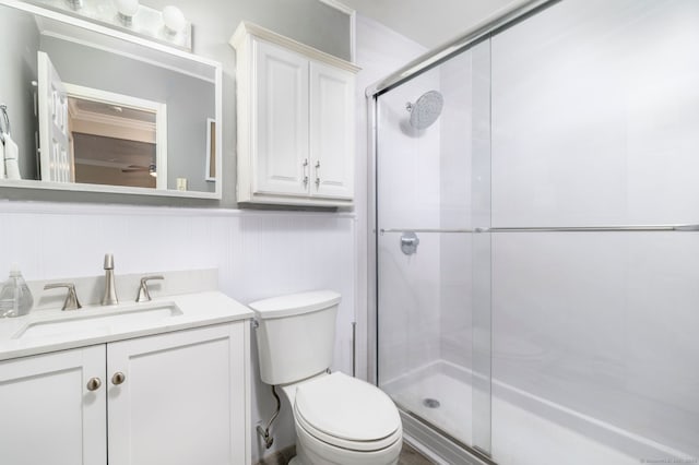 910 Hope St Unit 10B, Stamford, CT 06907 - bathroom with vanity, a shower stall, and toilet