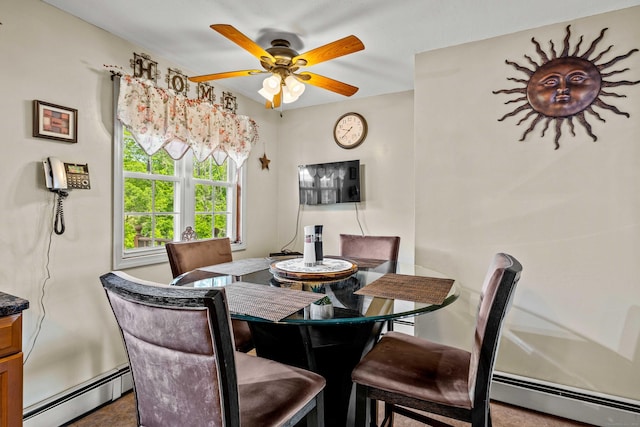 2 Marion Ln, Canterbury, CT 06331 - dining area featuring baseboard heating and a ceiling fan