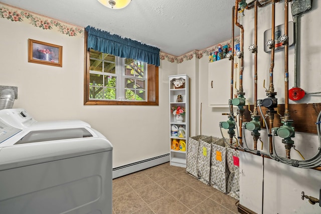 2 Marion Ln, Canterbury, CT 06331 - laundry room featuring baseboard heating, separate washer and dryer, and a textured ceiling