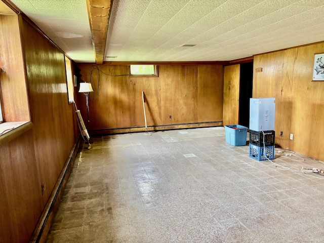 56 Clapboard Ridge Rd, Danbury, CT 06811 - below grade area with wooden walls and tile patterned floors