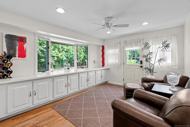 183 Brentmoor Rd, East Hartford, CT 06118 - living area with ceiling fan, recessed lighting, and light wood-style flooring