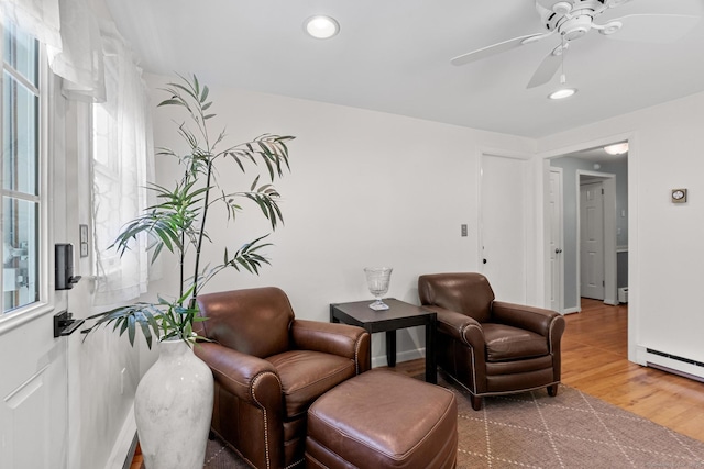 183 Brentmoor Rd, East Hartford, CT 06118 - sitting room with recessed lighting, wood finished floors, and ceiling fan