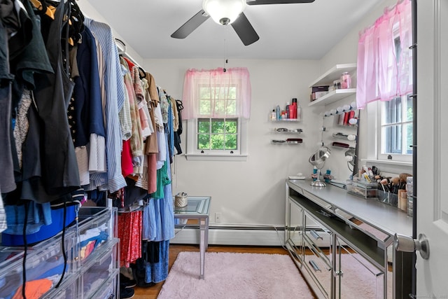 183 Brentmoor Rd, East Hartford, CT 06118 - spacious closet with ceiling fan and wood finished floors