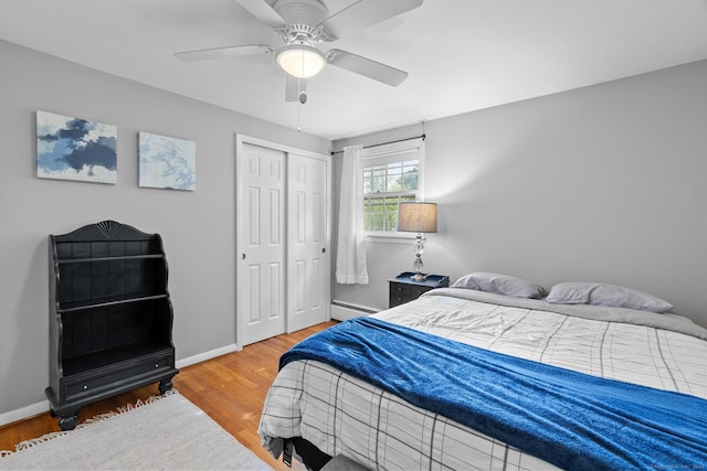 183 Brentmoor Rd, East Hartford, CT 06118 - bedroom with wood finished floors, a closet, and a ceiling fan