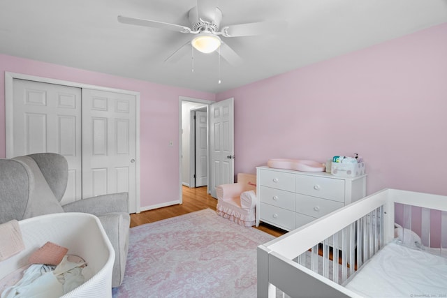 183 Brentmoor Rd, East Hartford, CT 06118 - bedroom featuring wood finished floors, a closet, and ceiling fan