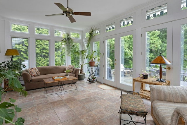 19 Orchard Ln, New Canaan, CT 06840 - sunroom with french doors and stone finish flooring