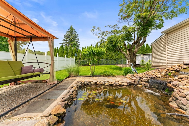 72 Westminster St, Hamden, CT 06518 - view of yard featuring a garden pond and a gazebo