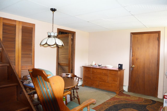 76 Country Ln, Bristol, CT 06010 - dining space featuring a drop ceiling and light colored carpet