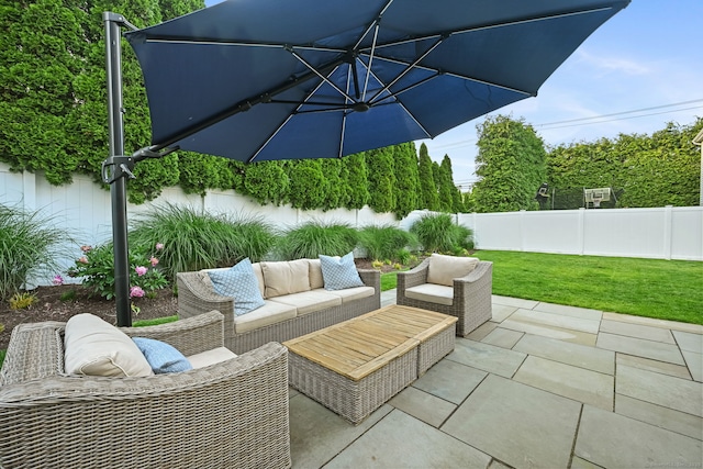 view of patio with an outdoor hangout area